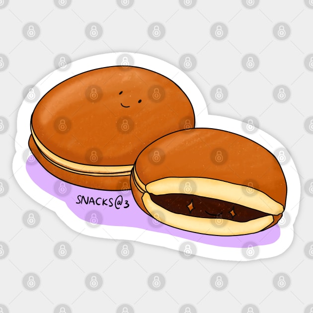 Delicious dorayaki with red bean paste Sticker by Snacks At 3